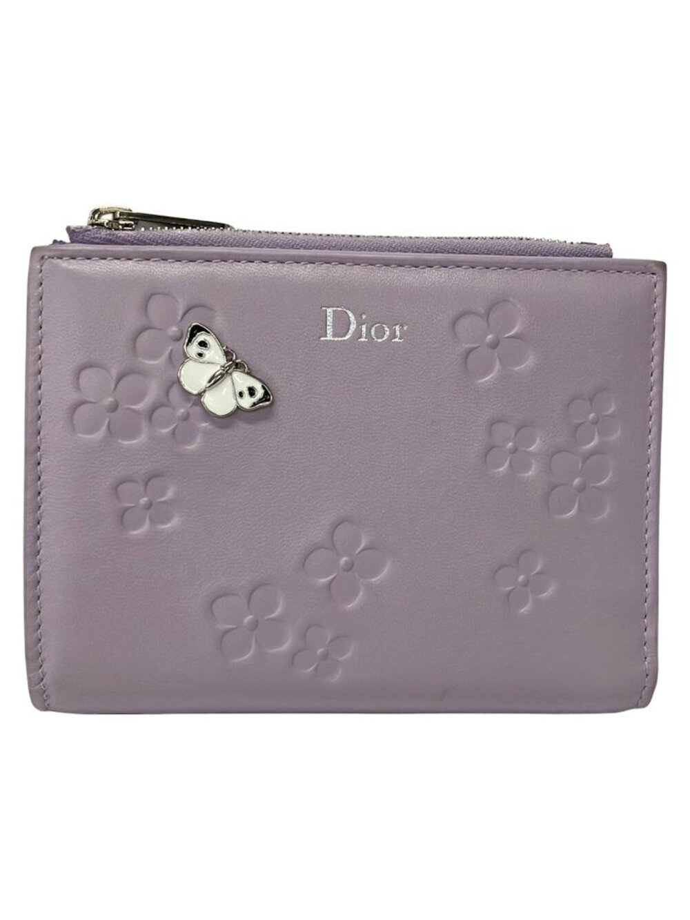 Dior Bifold Wallet Jardin Dahlia Light Purple Leather